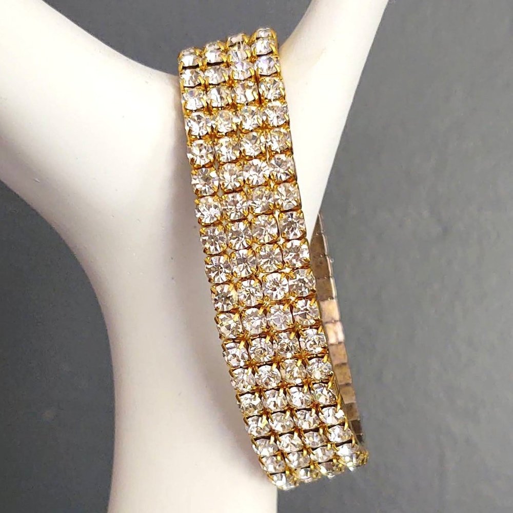 Gold and cz stretch bracelet - Picture 3 of 5